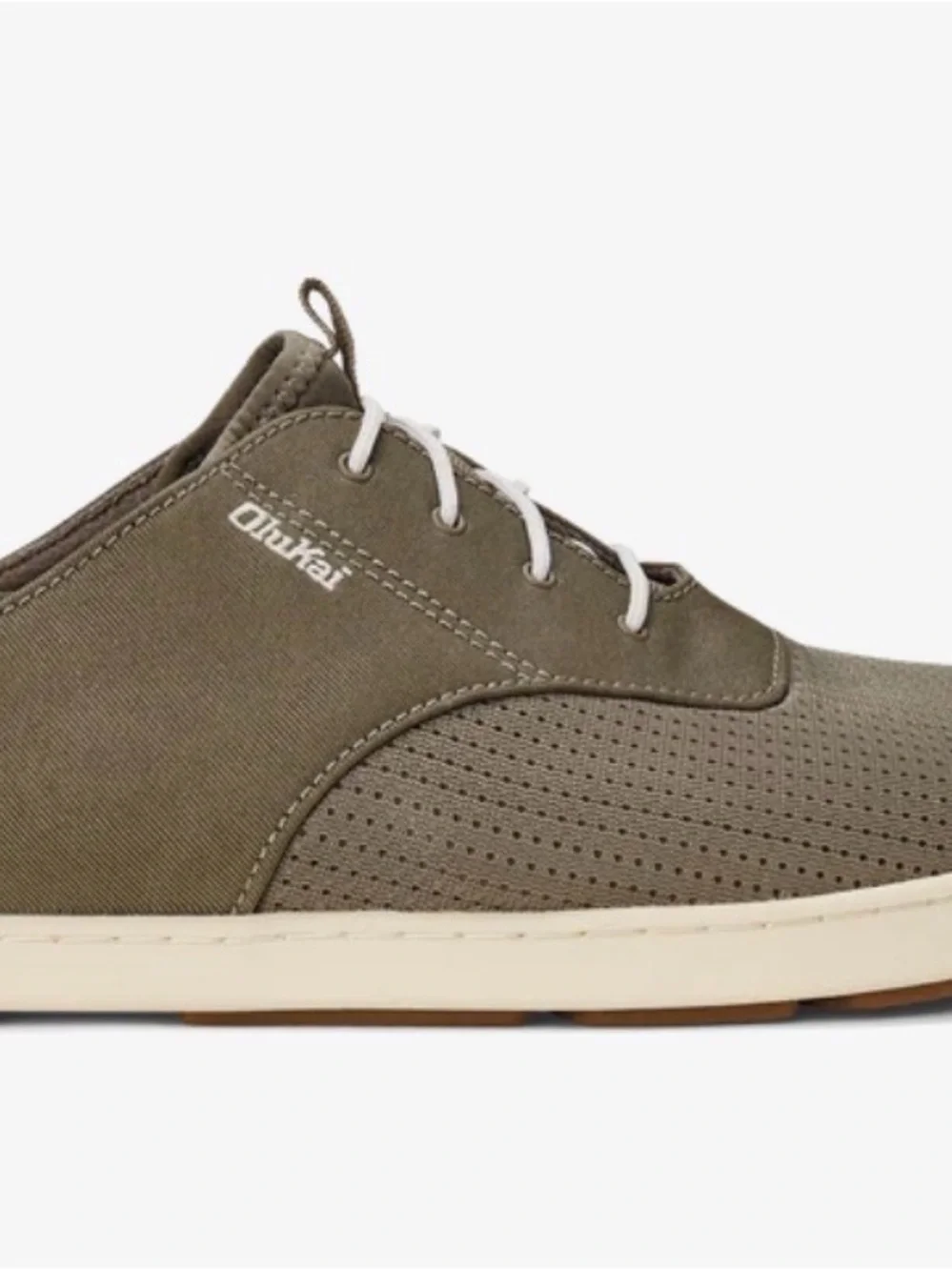 NWT - OluKai Men's Nohea Moku Olive Green Perforated Canvas Lace-Up
